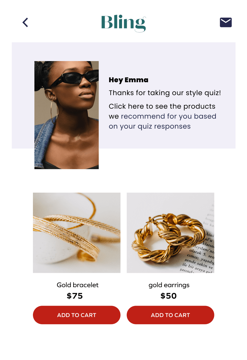 Engage customers after quiz or survey completion
