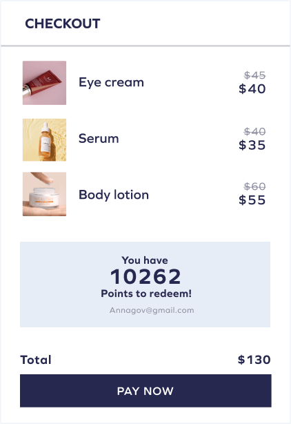 Show loyalty points balance on Rebuy’s smart cart, enhancing the overall shopping experience.